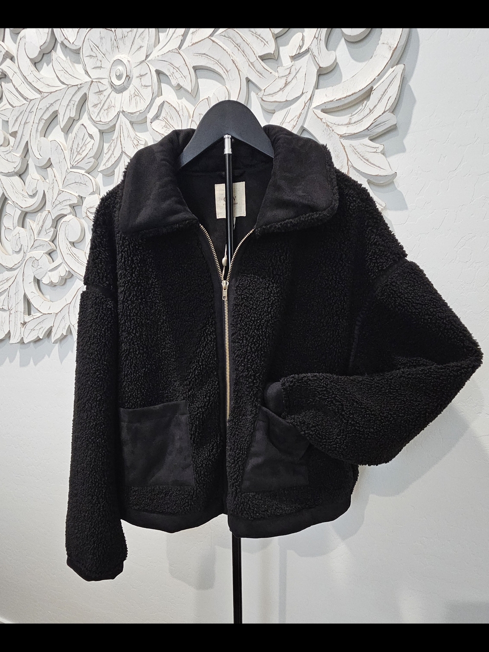 Chelsea & Violet Women's Black Teddy Jacket Cozy & Winter Warm Sz Large NWT